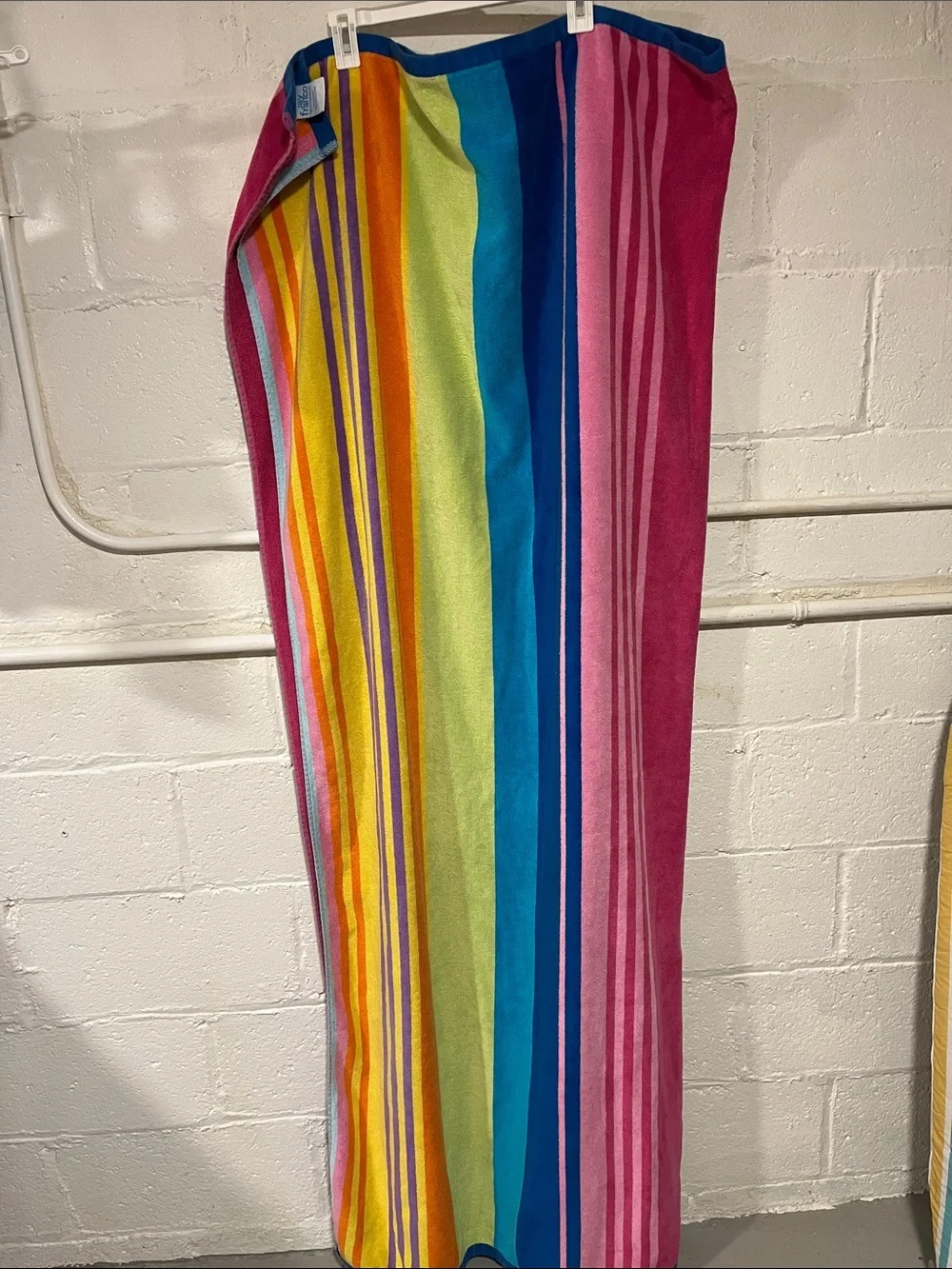 Rainbow Stripe Beach Towel - Pink & Multi about 65 x 57 approximately